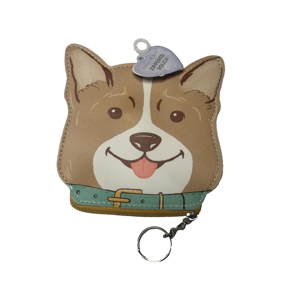 molly & rex dog keychain zipper pouch novelty approximately 5X5 inches